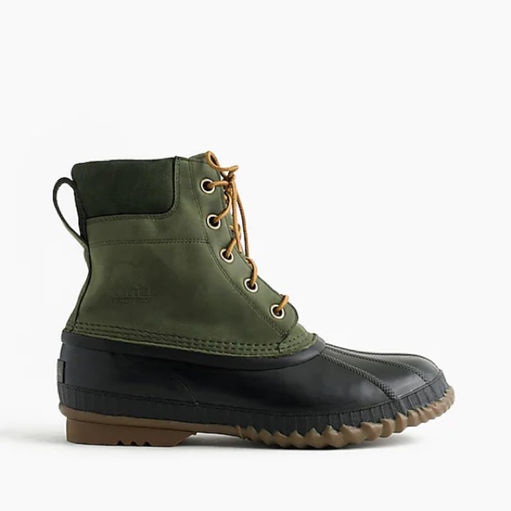 NWB J.Crew collab Sorel Duck Boots Olive Navy Sz 9